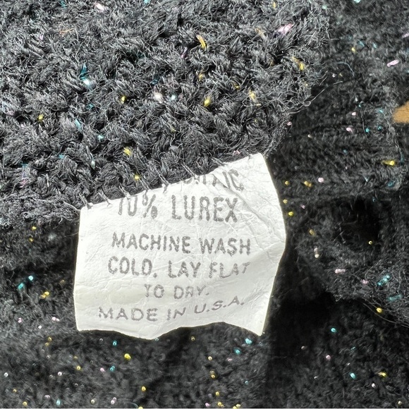 2x Vintage 🌈 Domani Black Rainbow Knit Sweater Long Sleeve Plus - Picture 7 of 8